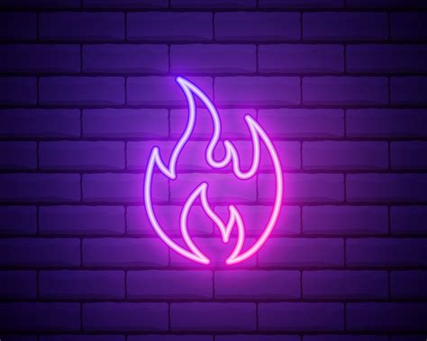 Neon fire icon. Elements in neon style icons. Simple neon flame icon for websites, web design ...