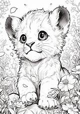 Coloring Page For Child Baby Lion  Etsy sketch template