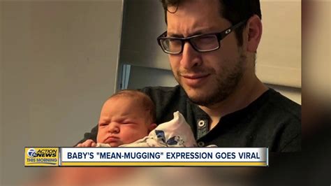 Baby's mean-mugging expression goes viral - YouTube