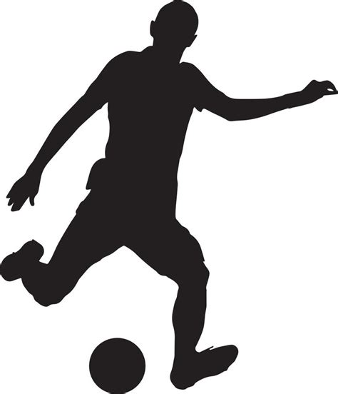 black silhouette of a soccer player with a ball, football sport ...