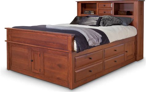 Simplicity Queen Captain's Bed w/ Bookcase Headboard and Standard Footboard 30-3353,32-3353,32 ...