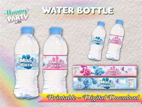 Water Bottle Blues Clues and Magenta Birthday Printable DIGITAL Download Blues Clues Water ...