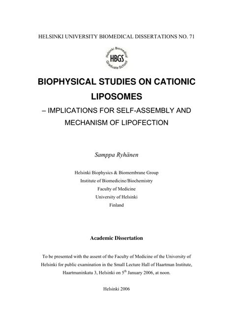 (PDF) Biophysical Studies on Cationic Liposomes : Implications for Self-assembly and Mechanism ...