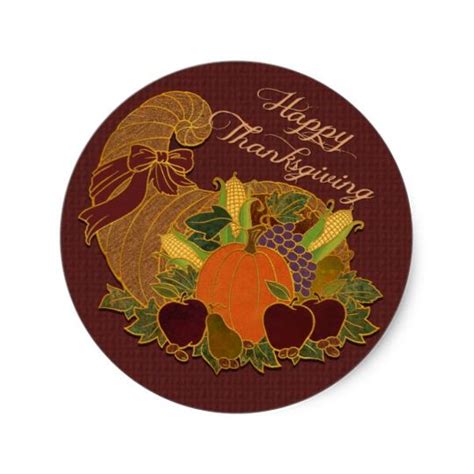 Happy Thanksgiving Cornucopia Stickers | Zazzle | Thanksgiving cornucopia, Green sticker, Happy ...