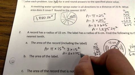 Practice Problems For Area Of A Circle