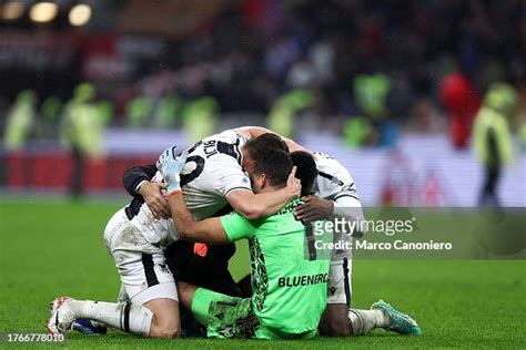 Players of Udinese Calcio celebrate at the end of the Serie A... News ...