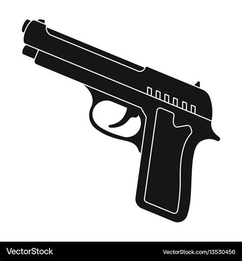 Handgun icon in black style isolated on white Vector Image