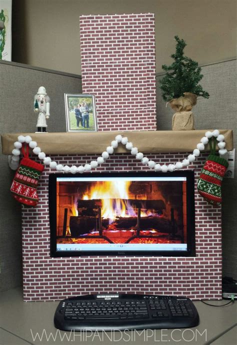 Christmas Faux Cardboard Fireplace Mantel - for home or office with free … | Office christmas ...