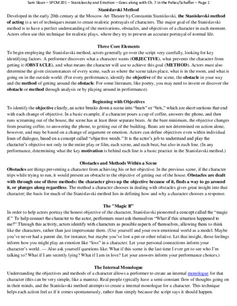 (PDF) Stanislavski Method Handout | Yodsawat Chundking - Academia.edu