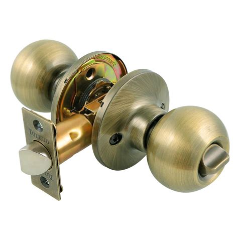 Toledo Fine Locks Antique Brass Privacy Door Knob Lock Set-CV1920AVUS5 - The Home Depot