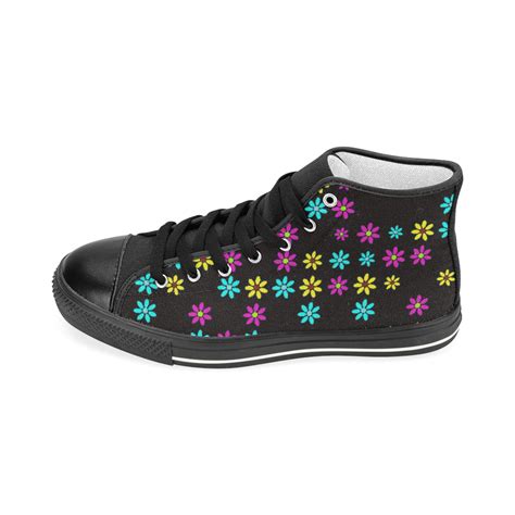 Floral Fabric 2B Women's Classic High Top Canvas Shoes (Model 017) | ID: D1067264