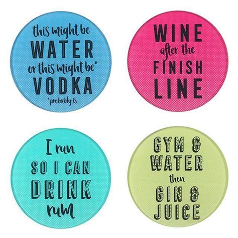 Set Of 4 Vodka Rum Wine Gin Drink Slogan Coasters Fun Gift Idea #Unbranded #TrendyWriting ...