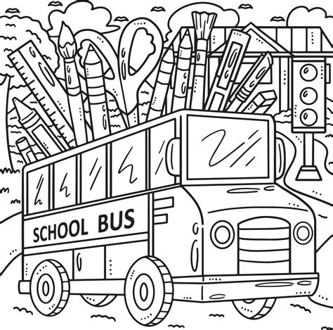 Back To School Bus Coloring Page for Kids 21516524 Vector Art at Vecteezy