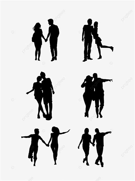 Couple Silhouette PNG Free, Couple Silhouette, Vector Material, Vector ...