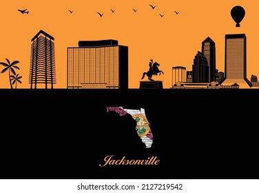 Jacksonville City Skyline Silhouette Illustration Stock Vector (Royalty ...