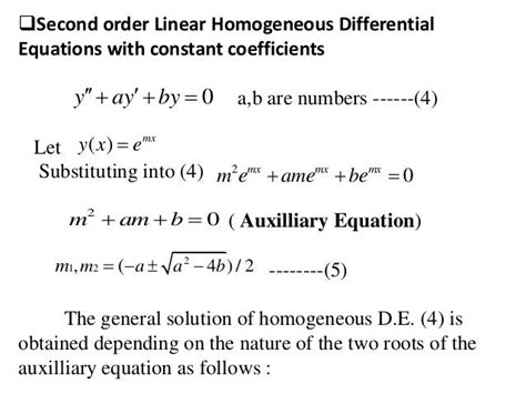 Second order homogeneous linear differential equations