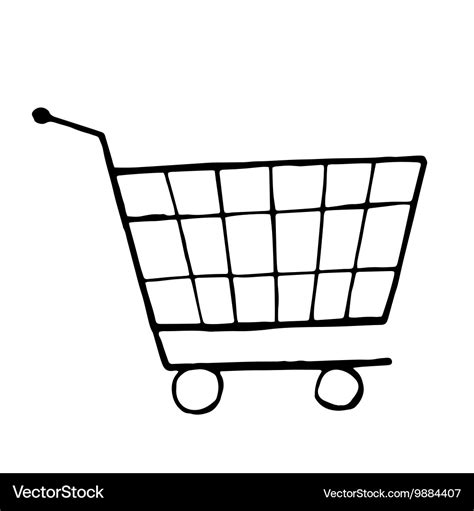 Doodle drawing of shopping trolley Royalty Free Vector Image