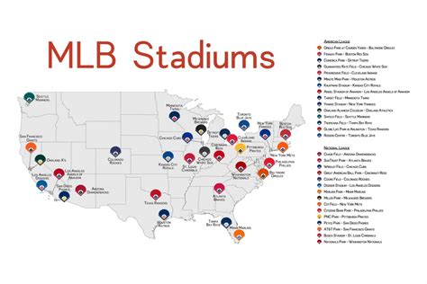 Map Of Mlb Ballparks Baseball Teams In Us Minor Leagues 0 Refrence - Printable Map Of Mlb ...