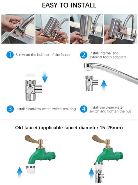 Faucet Water Filter Kitchen Faucet Water Purifier Faucet Mounted With 304 Stainless Steel ...