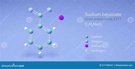 Sodium Benzoate Molecule, Molecular Structures, Food Preservative E211, 3d Model, Structural ...