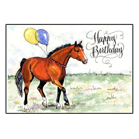 Birthday card Happy Birthday Horse Card Bay horse birthday | Etsy