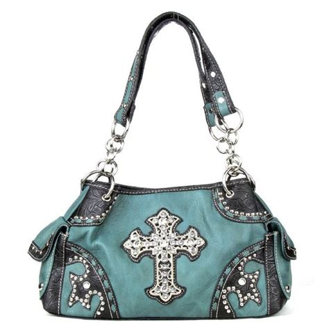 bling bags | Handbags, Bling & More! Turquoise Western Rhinestone Cross Studded ... | Bling ...