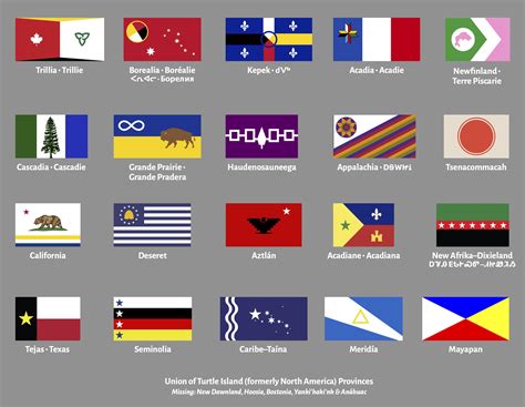 The 25 Provinces of a United North America (really: United Turtle Island) : r/vexillology