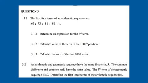 Arithmetic & Geometric Sequence Grade 12 Mathematics Prelim 2021 - YouTube