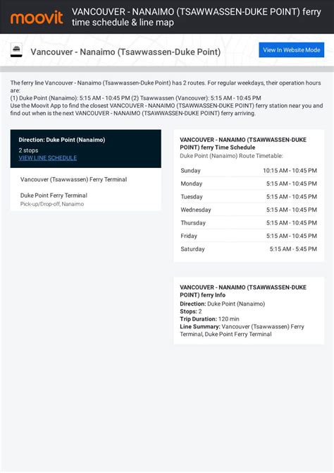 TSAWWASSEN-DUKE POINT) Ferry Time Schedule & Line Map - DocsLib