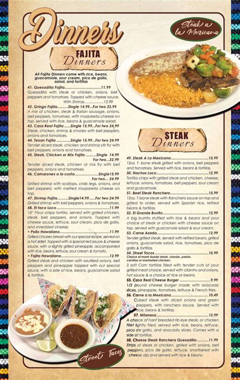 Menu - Casa Mexicana Bellevue OH