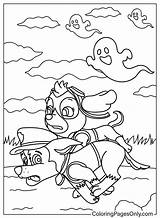 Skye And Chase In A Scary Halloween Scene  Free Printable Coloring Pages sketch template