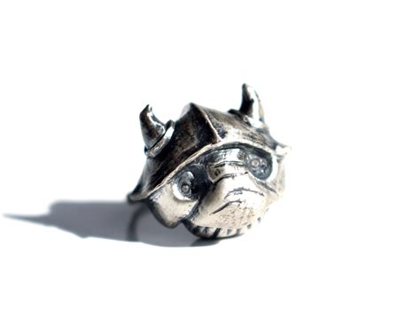 Handmade Sterling Silver Goblin Ring with Topaz Eyes | Labyrinth Jewelry