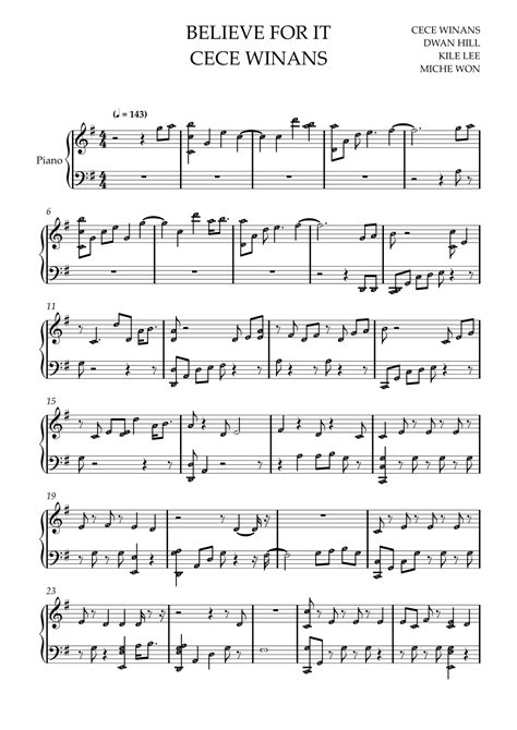 Believe For It (arr. by ezequiel) by CeCe Winans Sheet Music for Piano ...