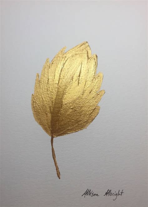 Items similar to Golden Leaf ORIGINAL Acrylic Painting Gold Leaf Painting, Gallery Wall Art ...