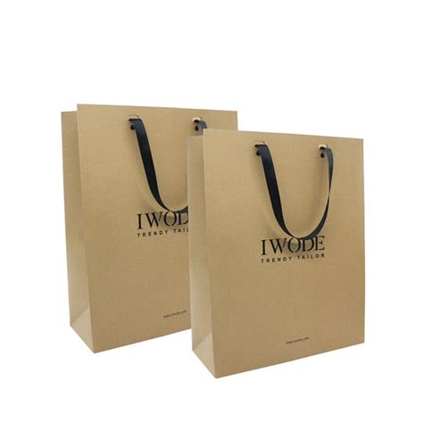 Natural Brown Kraft Paper Shopping Bags With Handles Custom Logo Printed