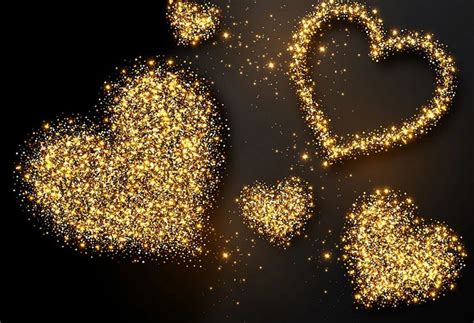 Golden Glitter Love Heart Romantic Backdrop for Pictures LV-1371 ...