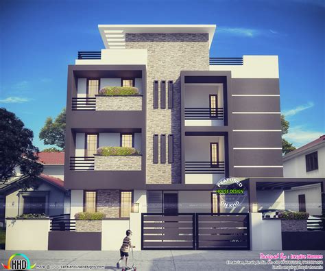 Contemporary Three Storied Residential Building - Kerala Home Design ...