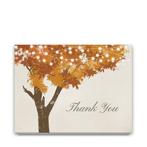 Rustic Fall Tree Leaves Wedding Thank You Cards