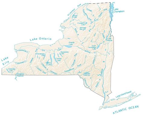 New York Lakes and Rivers Map - GIS Geography