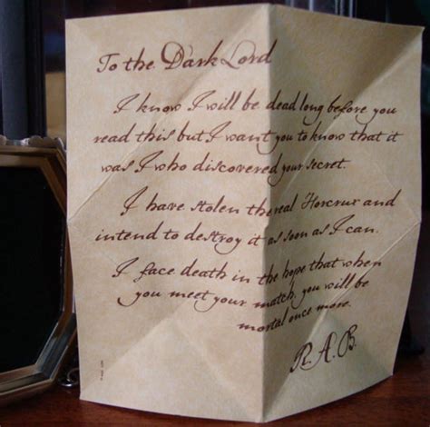 Image - R.A.B. letter to the Dark Lord pertaining to the Horcrux Locket ...