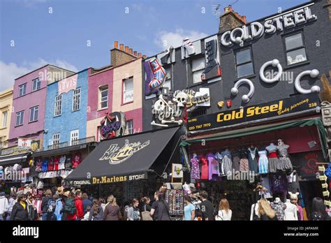 England, London, area of Camden Town, Camden High Street, shops ...