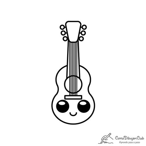 Cómo dibujar una Guitarra Kawaii | COMODIBUJAR.CLUB