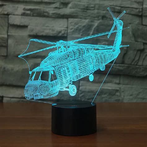 Helicopter 3D LED Light Colorful Change USB Desk Lamp Sitting Room Night Light Touch Control Air ...