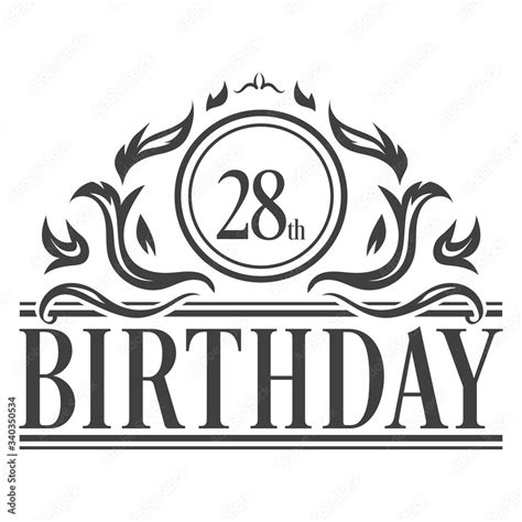 28th Birthday celebration vintage vector Stock Vector | Adobe Stock