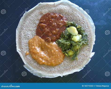 Ethiopian and Eritrean Food, Assortment of Main Dishes. Stock Photo - Image of ethnic, flour ...