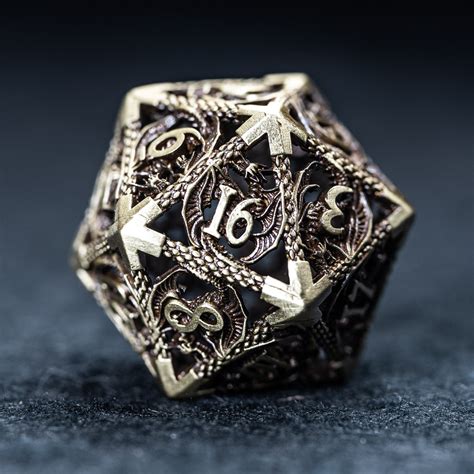 URWizards D&D Hollowed Metal Dice Set Dragon Grey | Urwizards