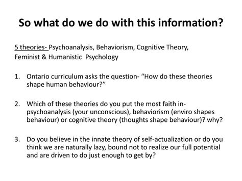 PPT - Major Psychological Theories: Humanisitic Theory, Cognitive ...