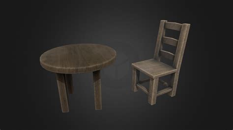 Saloon Table and Chair - Download Free 3D model by yevheniia [db94a4d] - Sketchfab