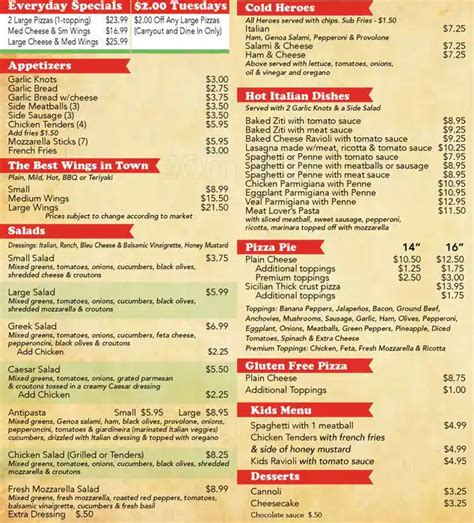 DiMaggio's Menu, Menu for DiMaggio's, Huntersville, Charlotte - Urbanspoon/Zomato