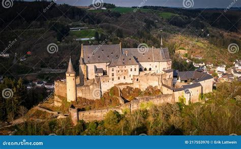 Aerial View Over Vianden Castle in Luxembourg Stock Photo - Image of aged, tourism: 217553970